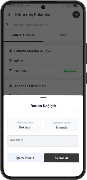 Aselmind mobil saha uygulaması — İş emirlerinden tamamlanmaya kadar kontrollü süreç