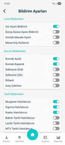 Weaver araç takip mobil uygulaması — Alarm ve bildirimler